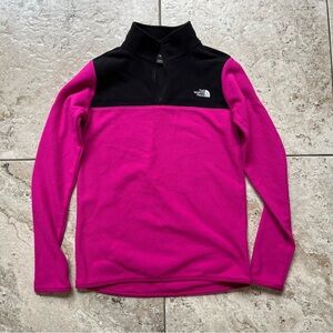 The North Face Quarter Zip Up Long Sleeve Fuchsia and Black Sweatshirt